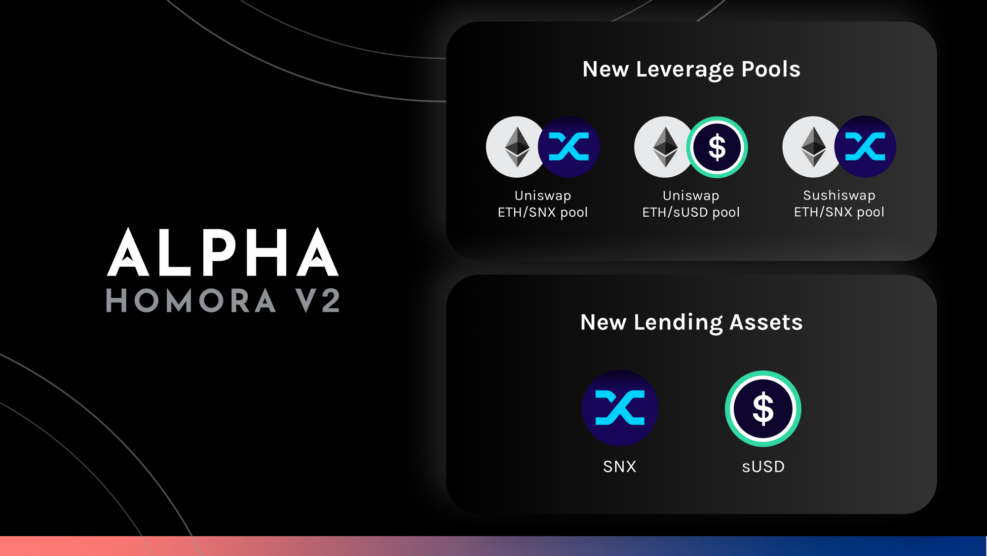 Alpha Homora V2 Adds Leveraged ETH/SNX and ETH/sUSD Pools + Lending of SNX and sUSD Tokens