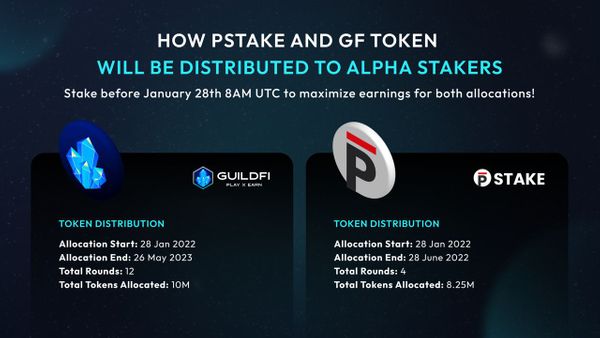 How PSTAKE and GF Token Will Be Distributed to Alpha Stakers